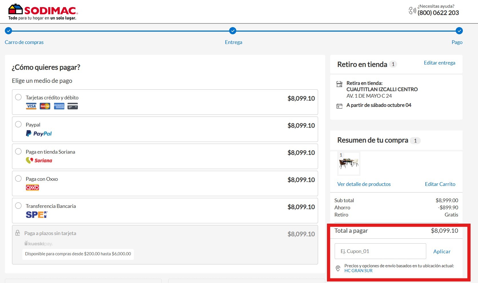 Descuento Cupón de descuento Sodimac México